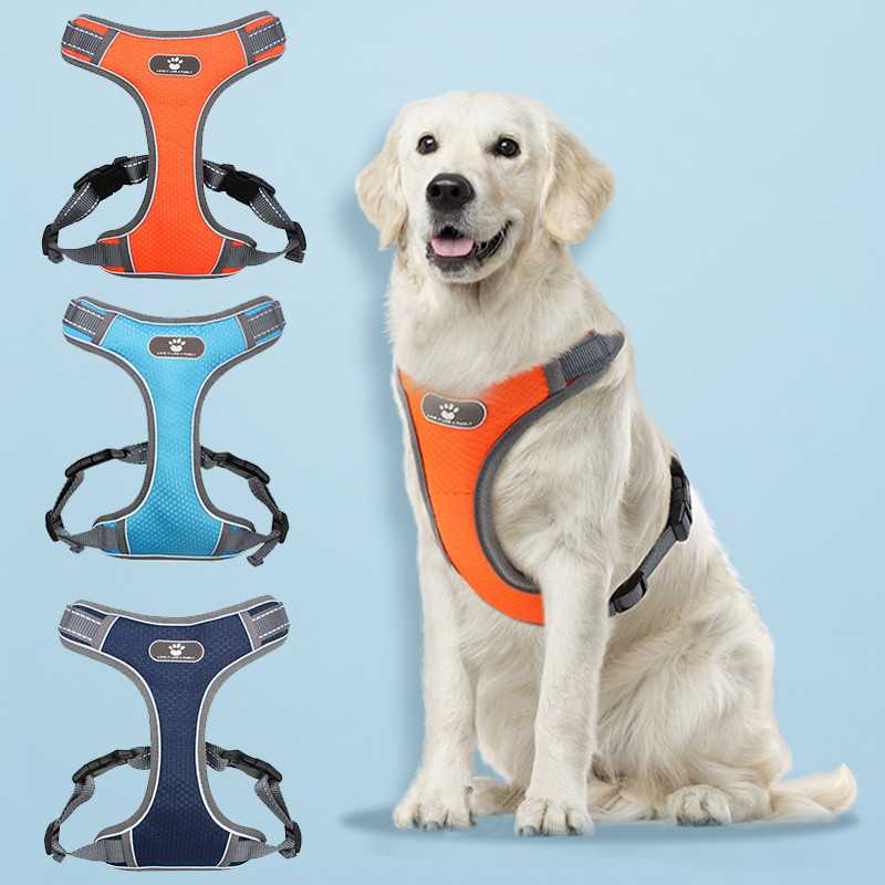 Lightweight No Pull Dog Harness Adjustable Breathable Pet Oxford Material Vest Large Dog Medium Dog Orange Blue