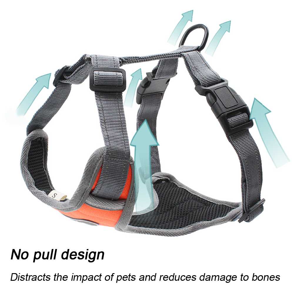 Lightweight No Pull Dog Harness Adjustable Breathable Pet Oxford Material Vest Large Dog Medium Dog Orange Blue