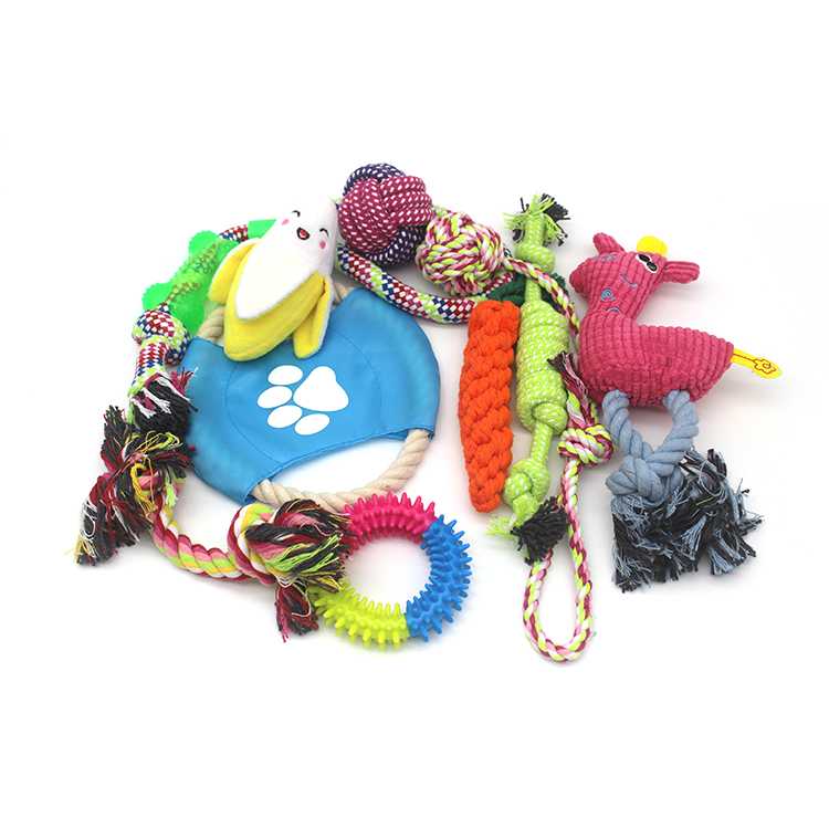 Manufacturer Direct Sales 10 Packs Toy Set Dental Custom Cotton Durable Rope Dog Chew Set Pet Toy Ball