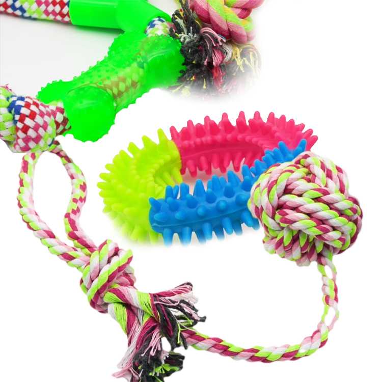 Manufacturer Direct Sales 10 Packs Toy Set Dental Custom Cotton Durable Rope Dog Chew Set Pet Toy Ball