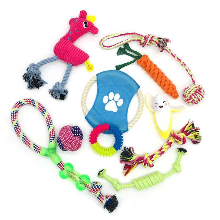 Manufacturer Direct Sales 10 Packs Toy Set Dental Custom Cotton Durable Rope Dog Chew Set Pet Toy Ball