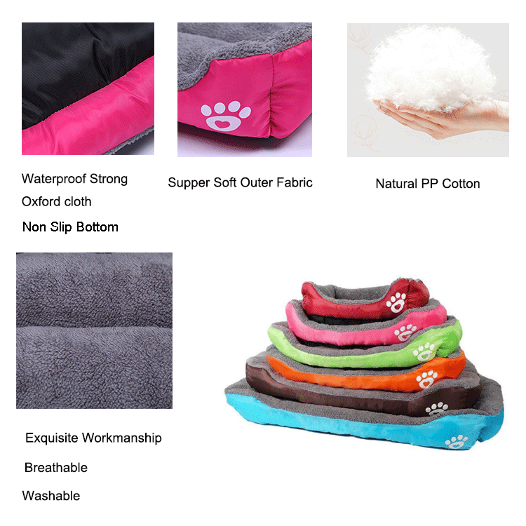 Manufacturer Pet Accessories Rectangle Washable Waterproof Oxford Custom Dog Bed