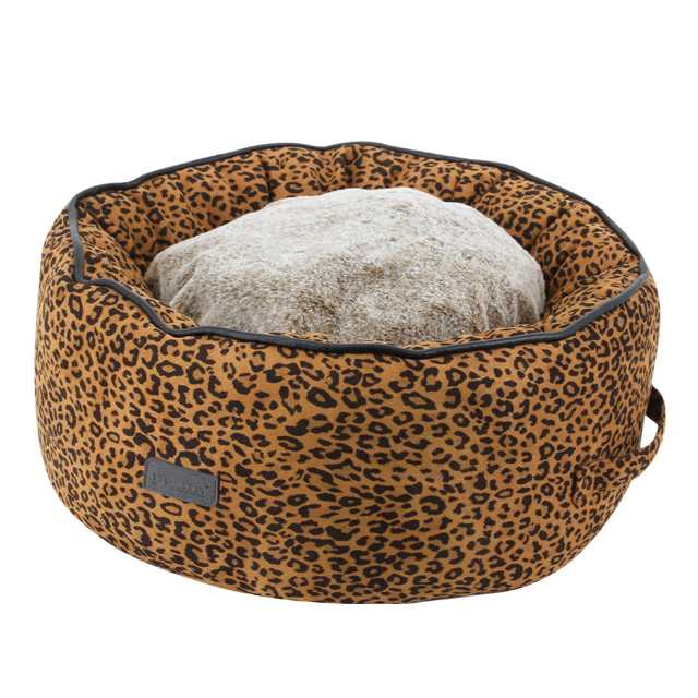 Manufacturer Soft Dog Round Bed Leopard Print Anti Anxiety Fashionable Calming Pet Bed