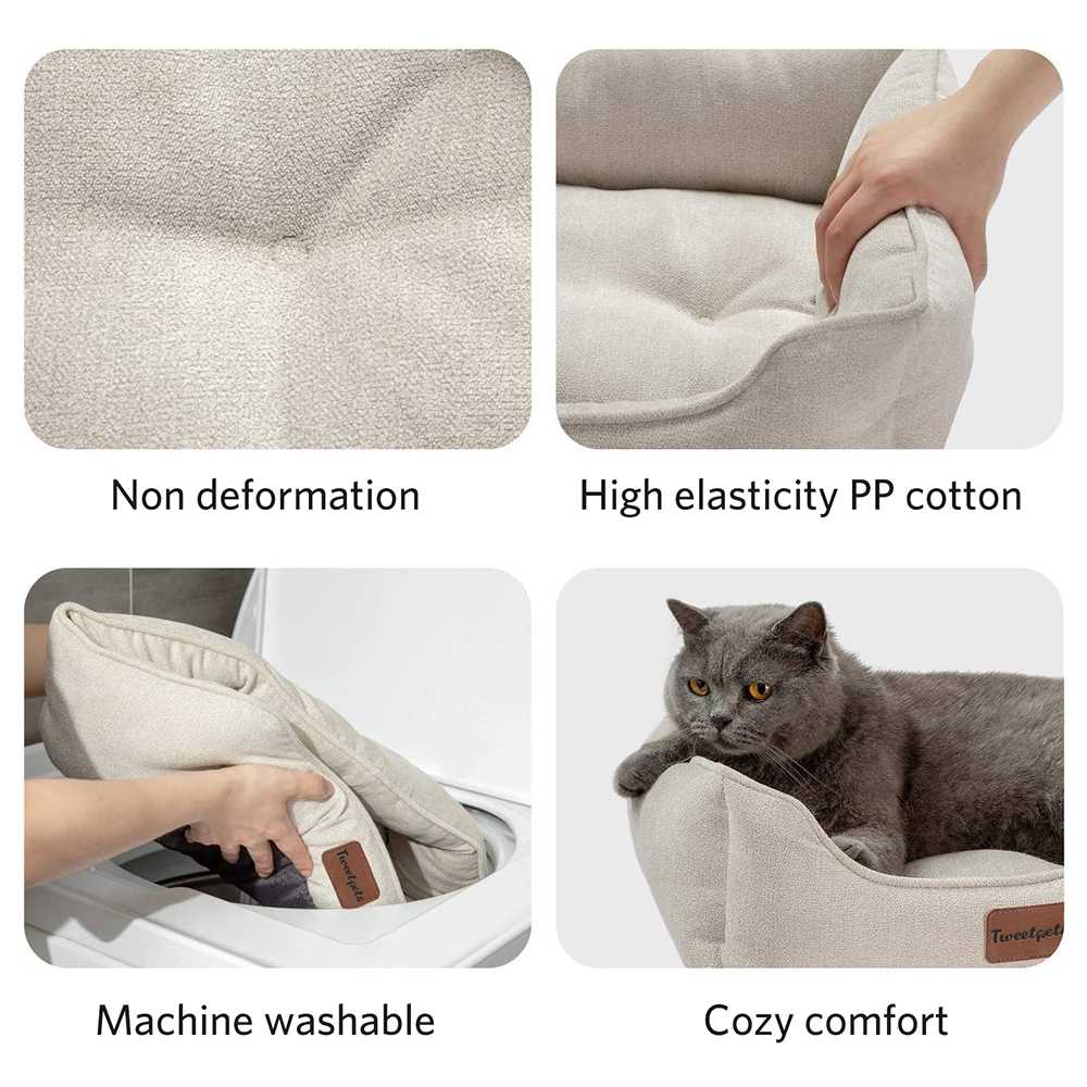 Mechanical Wash Polyester Cozy Pet Dog Bed Cotton Square Pet Bed