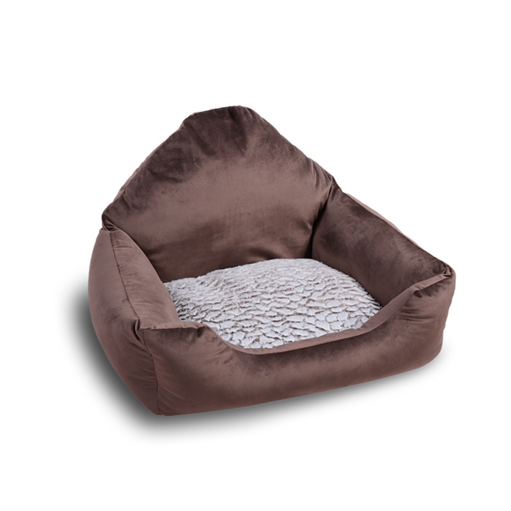 Medium Size Tricorne Pet Bed Bolster Dog Bed With High Back Soft Plush Cat Bed Pet Supplies