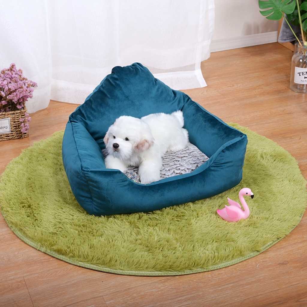 Medium Size Tricorne Pet Bed Bolster Dog Bed With High Back Soft Plush Cat Bed Pet Supplies