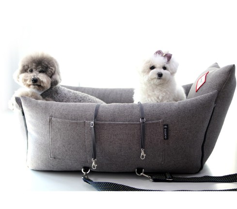 Multifunction Dog Car Seat With Safe Belt Dog Leash Inside Open Zipper To Be Sofa Bed In House