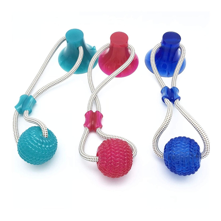 Multifunction Interactive Teethcleaning Toothbrush Suction Cup Rubber Ball Pet Tug Rope Dog Chew Toy