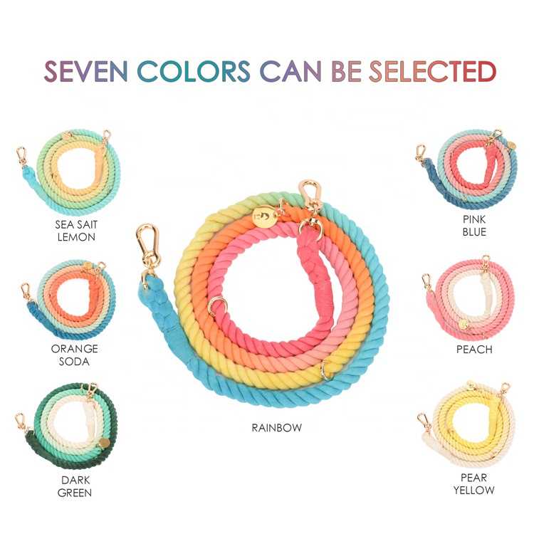 Multifunction Pet Collars Leashes Pet Rope Leash Colored Cotton Rope