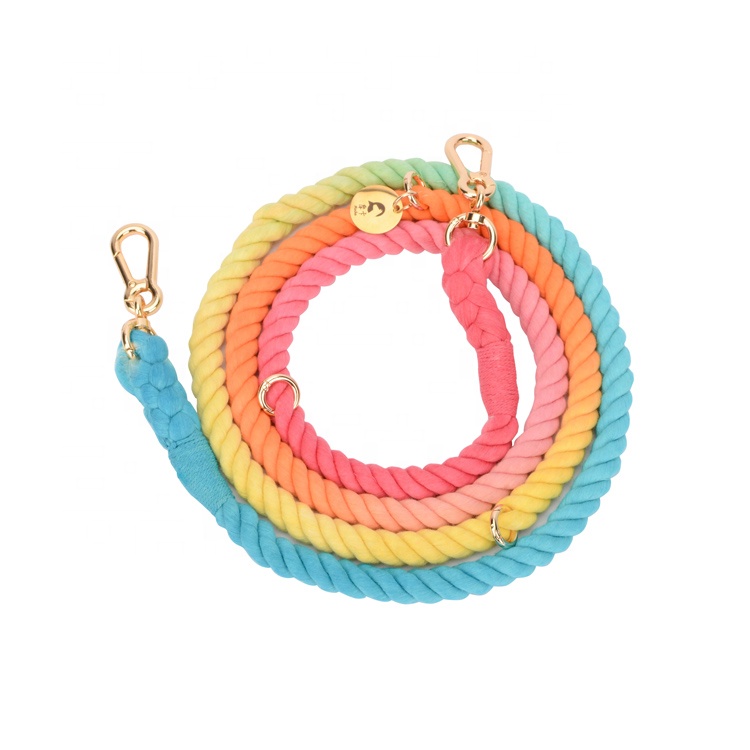 Multifunction Pet Collars Leashes Pet Rope Leash Colored Cotton Rope