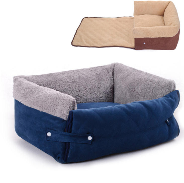 Multifunctional Sofa Dog Bed Clamshell Pet Bed Breathable Suede Dog Bed