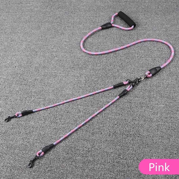 Nylon Round Rope Padded Cushion Foam Handle Reasonable Two Pet Double Dog Leash