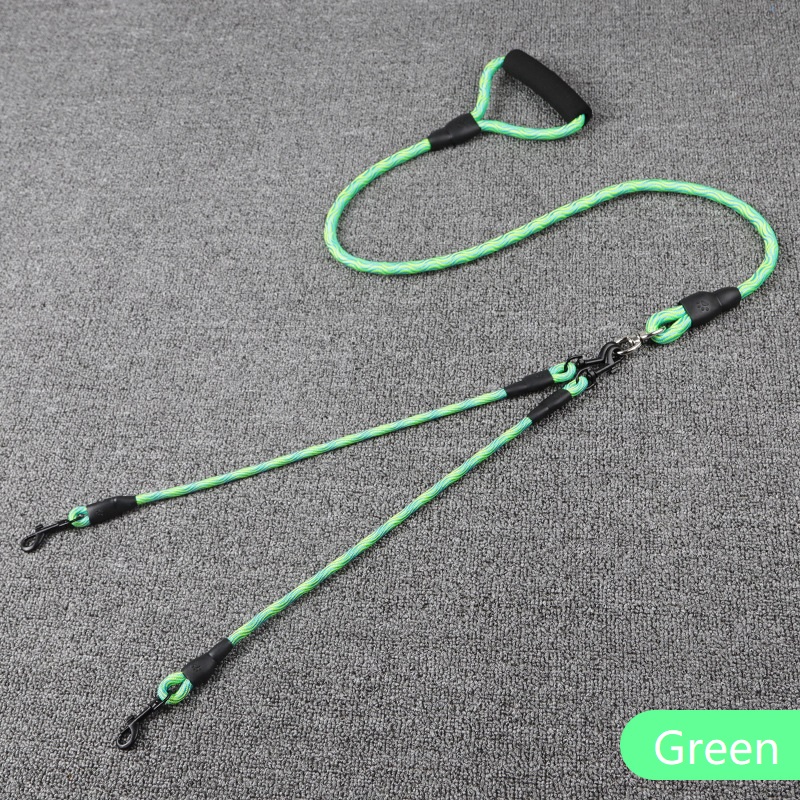 Nylon Round Rope Padded Cushion Foam Handle Reasonable Two Pet Double Dog Leash