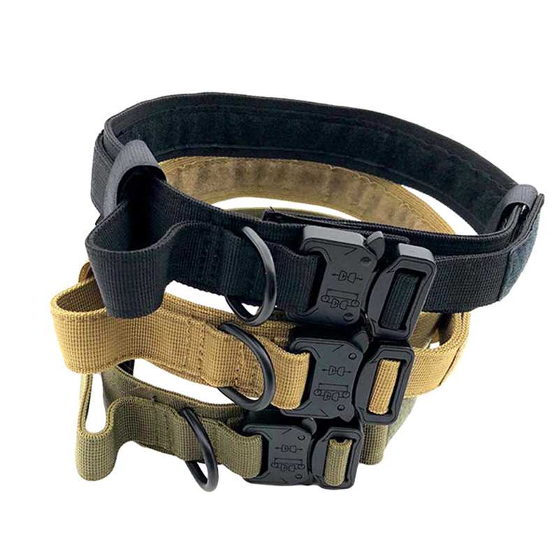 Nylon Tactical Large Dogs Training Dog Collar Military Pet Collar With Control Handle