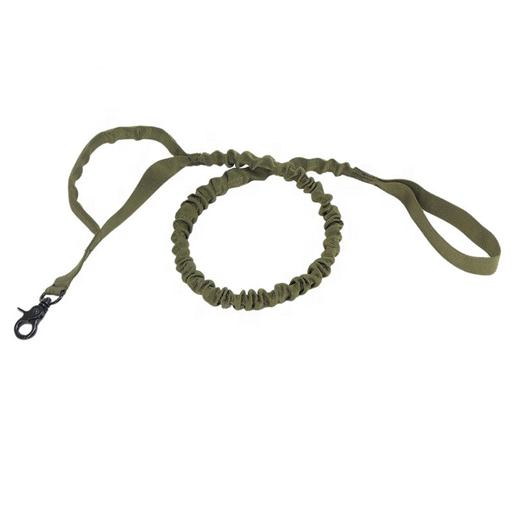 Nylon Tactical Pet Dog Leash With Elastic Bungee Training Running