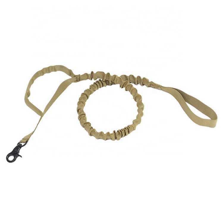 Nylon Tactical Pet Dog Leash With Elastic Bungee Training Running