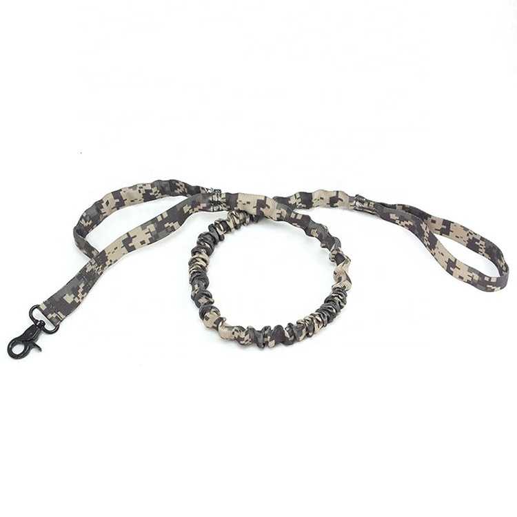 Nylon Tactical Pet Dog Leash With Elastic Bungee Training Running