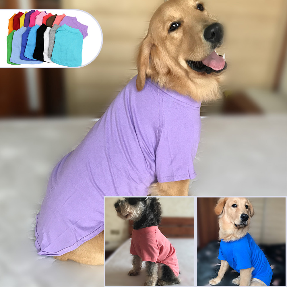 OEM Custom Logo Print Pet Clothing Summer Dog Clothes Blank Cotton Plain Dog T Shirt