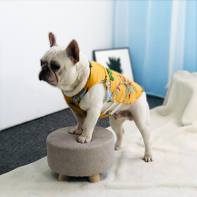 OEM Fashionable Cotton Pug Bull Dog Cloth Dog Clothes Pets Summer Pet Clothes With Flower Printed