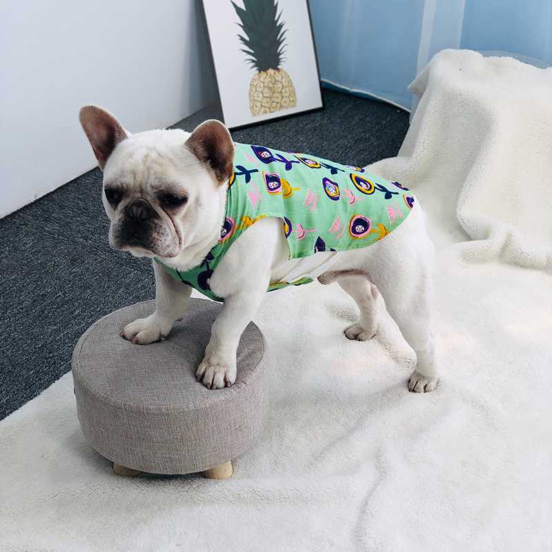 OEM Fashionable Cotton Pug Bull Dog Cloth Dog Clothes Pets Summer Pet Clothes With Flower Printed