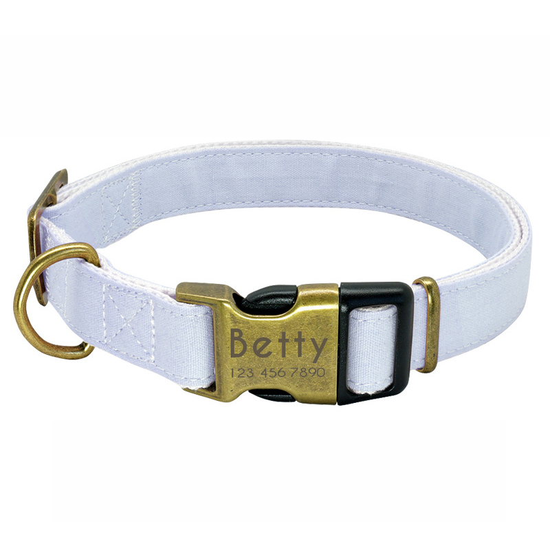 Oem Custom Personalized Name Plate Logo Adjustable Plain Polyester Pet Dog Collar
