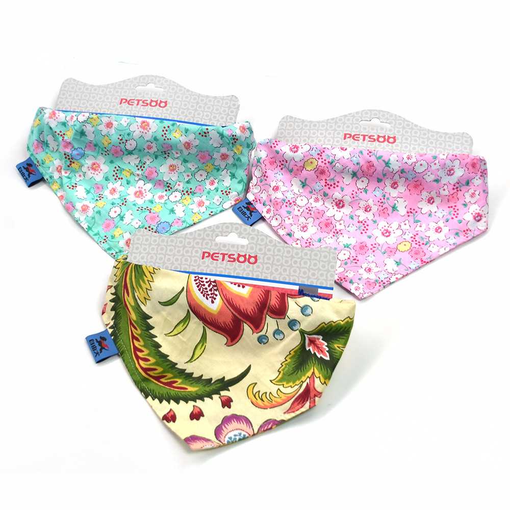 Outdoor Dog Collar Bow Flower Print Small Dog Collar Bandana