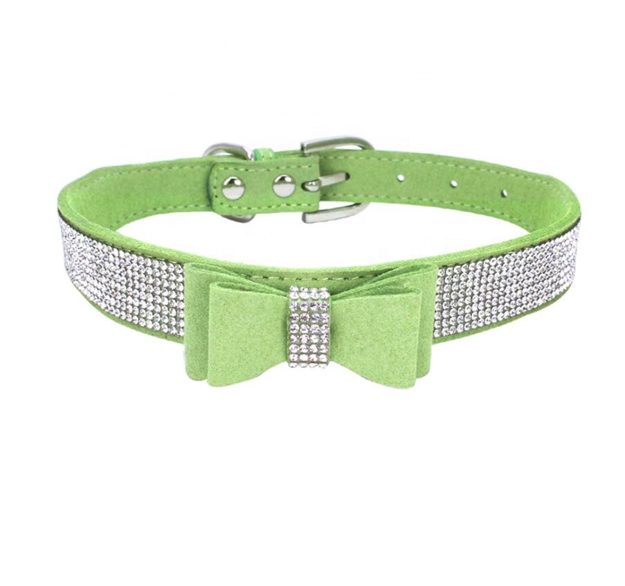 Pendant Rhinestone Tie Pet Collars Adjustable Pet Supplies Pet Leash Double