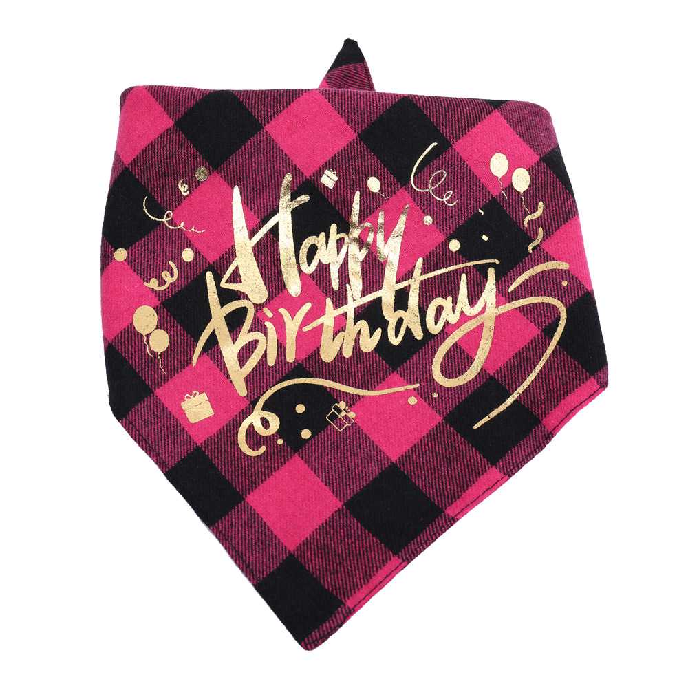 Personalized Birthday Dress Up Pet Accessories Plaid Dog Scarf Bow Tiess Triangle Bandanas Custom Dog Bandana