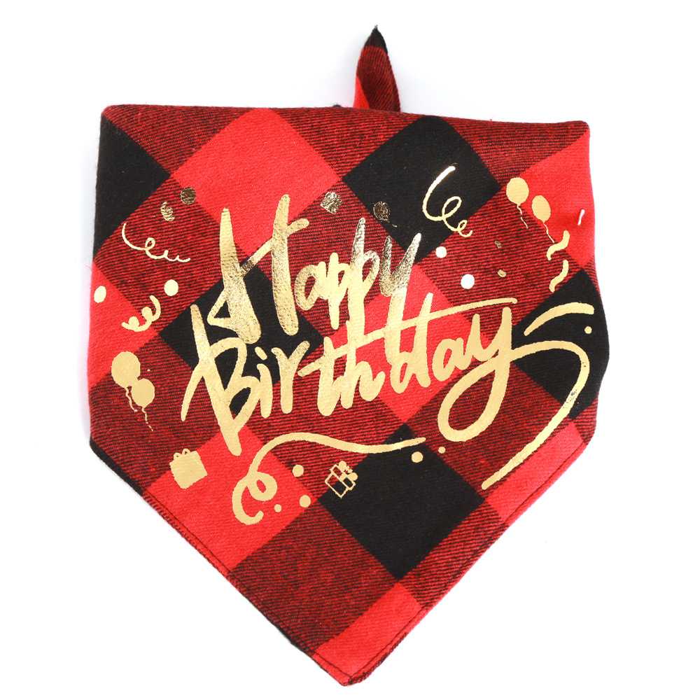 Personalized Birthday Dress Up Pet Accessories Plaid Dog Scarf Bow Tiess Triangle Bandanas Custom Dog Bandana