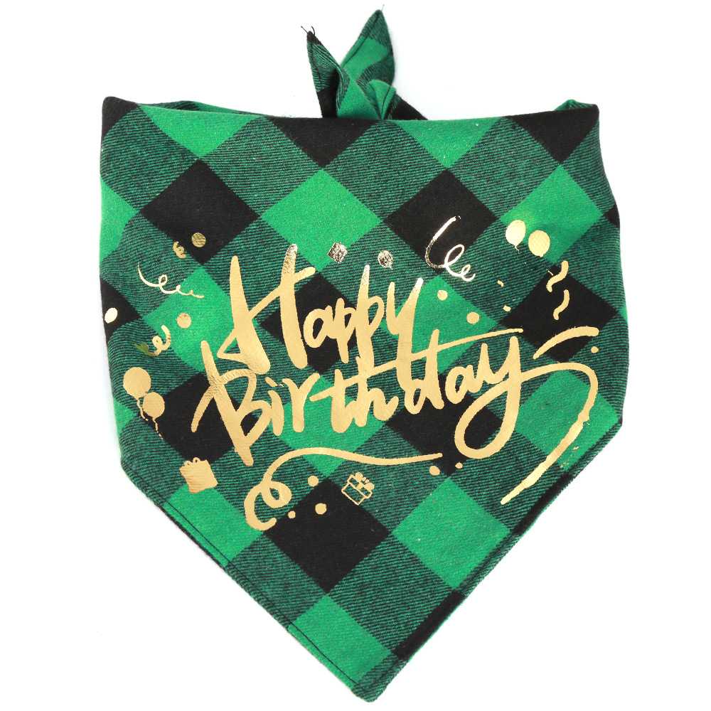 Personalized Birthday Dress Up Pet Accessories Plaid Dog Scarf Bow Tiess Triangle Bandanas Custom Dog Bandana