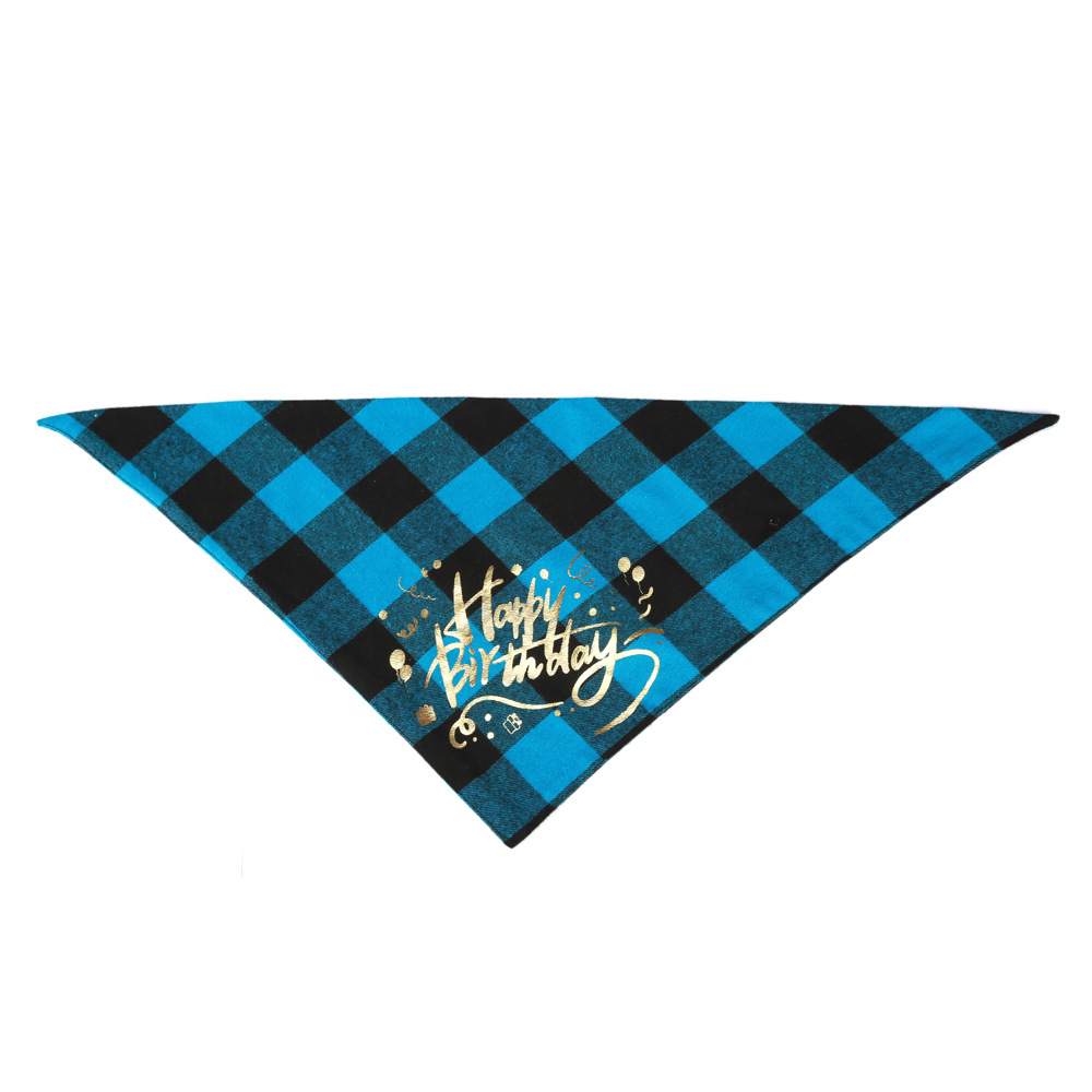 Personalized Birthday Dress Up Pet Accessories Plaid Dog Scarf Bow Tiess Triangle Bandanas Custom Dog Bandana