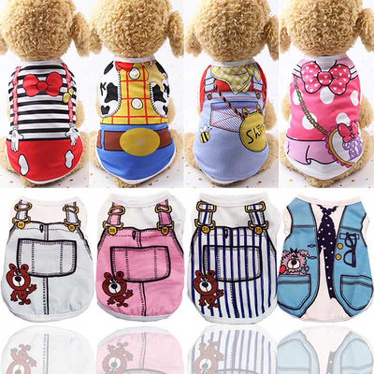 Pet Accessories Custom Apparel Spring Summer Teddy Bear Mesh Print Strap Cat Vest Pet Clothes Summer Dog