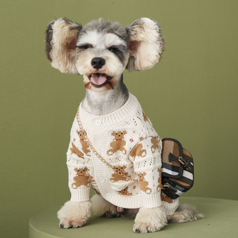 Pet Clothes Dog Sweaters With Buttons In Autumn Winter