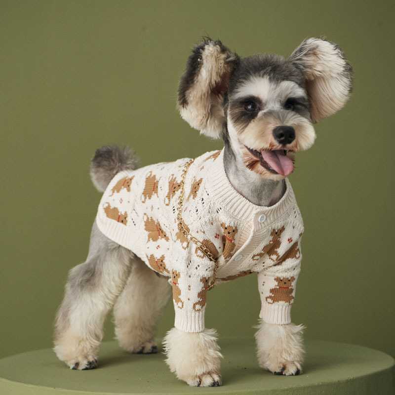 Pet Clothes Dog Sweaters With Buttons In Autumn Winter