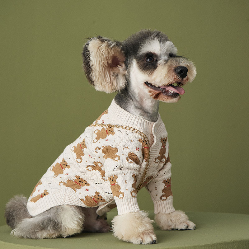 Pet Clothes Dog Sweaters With Buttons In Autumn Winter