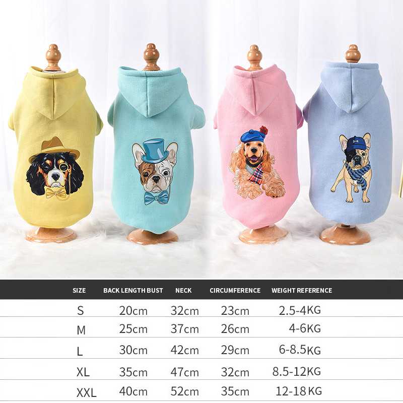 Pet Clothing Spring Autumn Dog Hooded Sweater Twolegged Pattern Printing