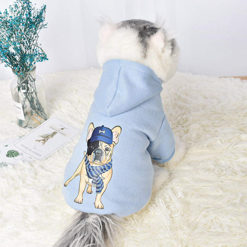 Pet Clothing Spring Autumn Dog Hooded Sweater Twolegged Pattern Printing