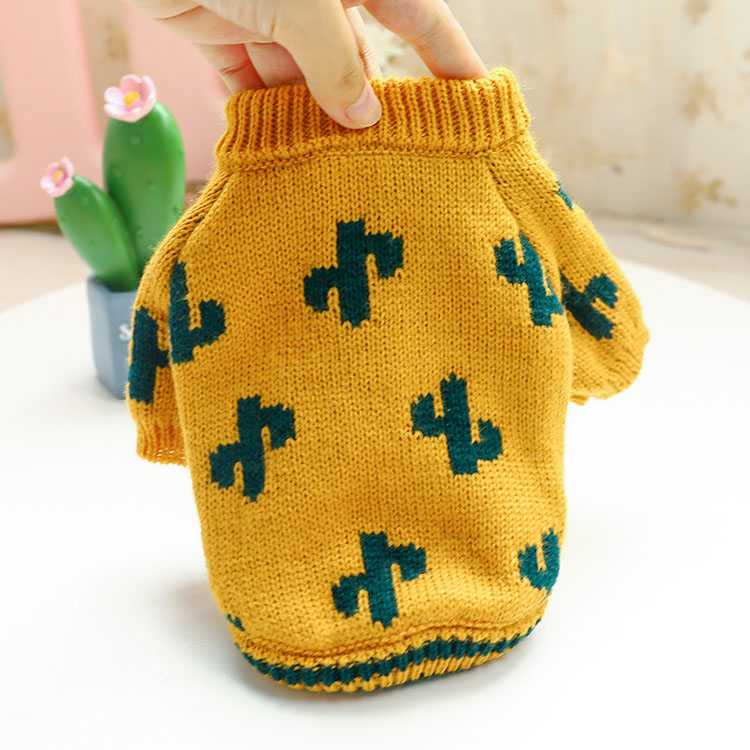 Pet Clothing Sweaters Dog Clothes Yellow Cactus Dog Sweater Pets