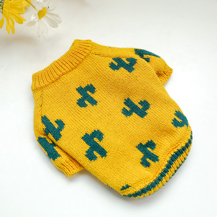 Pet Clothing Sweaters Dog Clothes Yellow Cactus Dog Sweater Pets