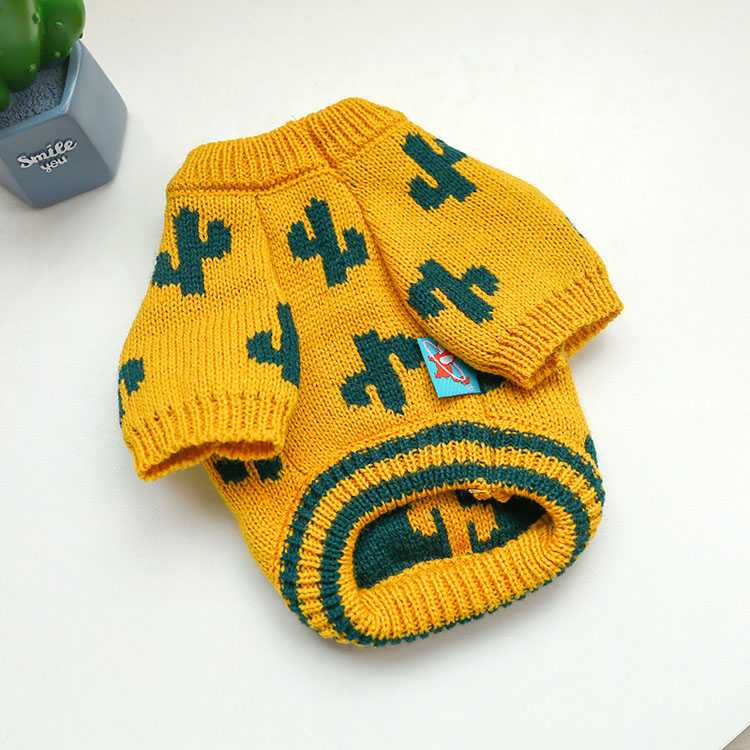 Pet Clothing Sweaters Dog Clothes Yellow Cactus Dog Sweater Pets