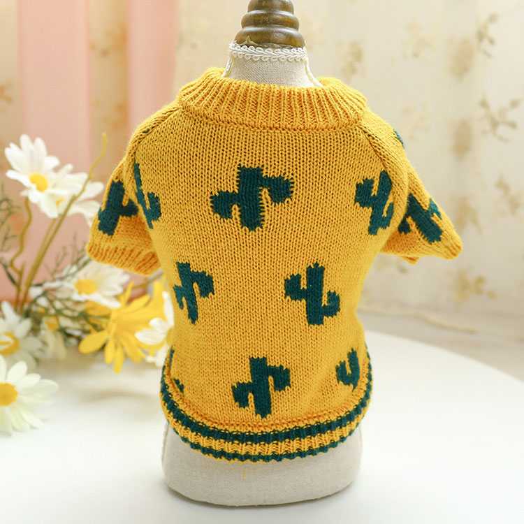 Pet Clothing Sweaters Dog Clothes Yellow Cactus Dog Sweater Pets