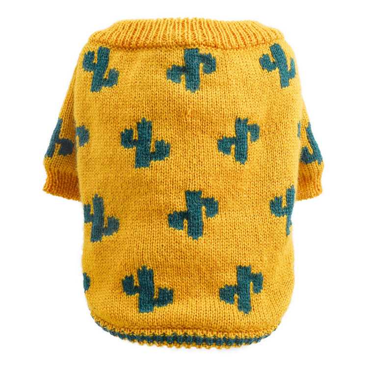 Pet Clothing Sweaters Dog Clothes Yellow Cactus Dog Sweater Pets