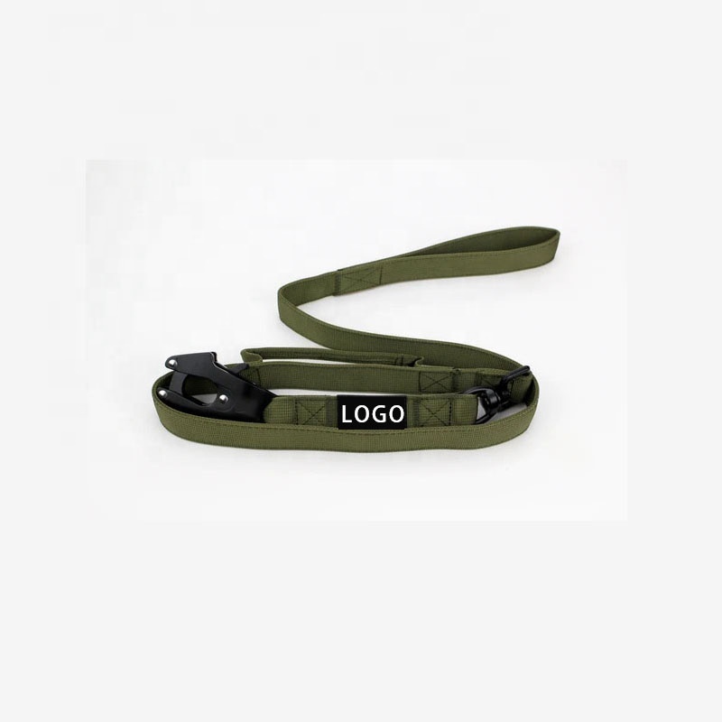 Pet Custom Logo Strong Bungee Nylon Reflective Heavy Duty Retractable Training Tactical Dog Leash Metal Buckle
