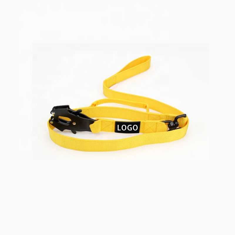 Pet Custom Logo Strong Bungee Nylon Reflective Heavy Duty Retractable Training Tactical Dog Leash Metal Buckle