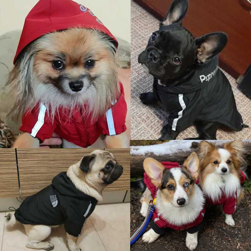 Pet Dog Waterproof Coat Puppy Warm Winter Jacket The Dog Face Hoodie Reflective Clothing Small Medium Dogs Cat Pet Clothes