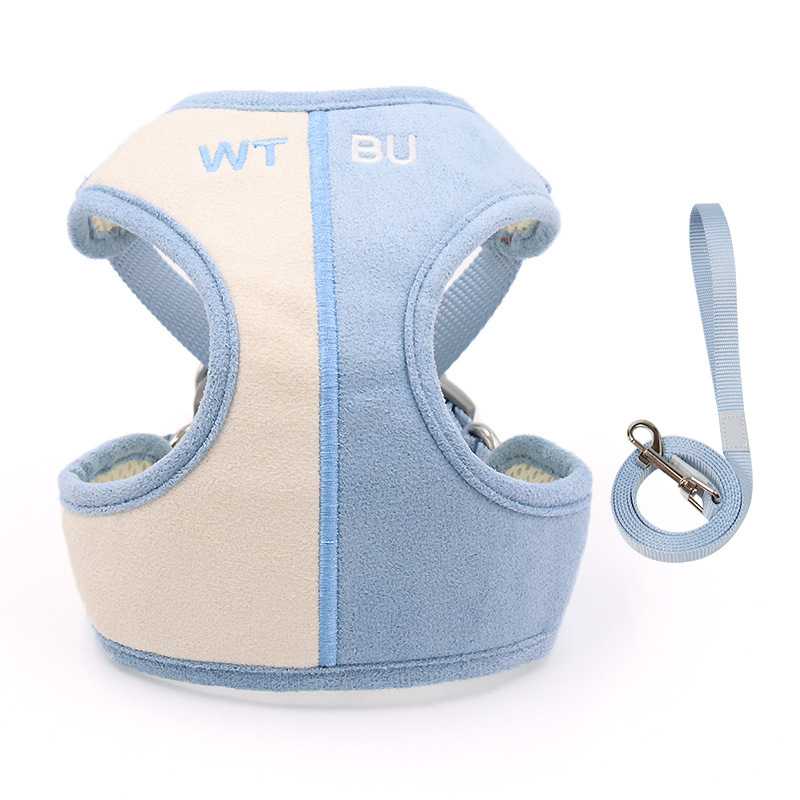 Pet Harness Leash Set Cat Suede Soft Dog Harness Set Contrast Color Breathable Summer Cat Vest Harnesses Dogs