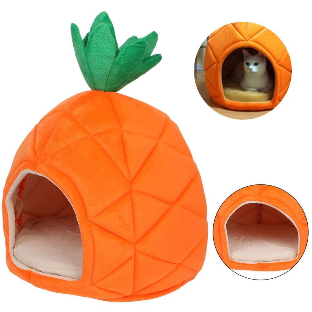 Pet House Dog Warm Cave Nest Cozy Sleeping Bed Pineapple Fruit Tart Shape Pet Bed Cat