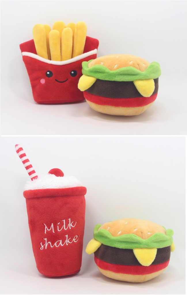 Pet Puppy Chew Fleece Sound Hamburger French Fries Coffee Pet Toys Cachorro Animals Toy Product