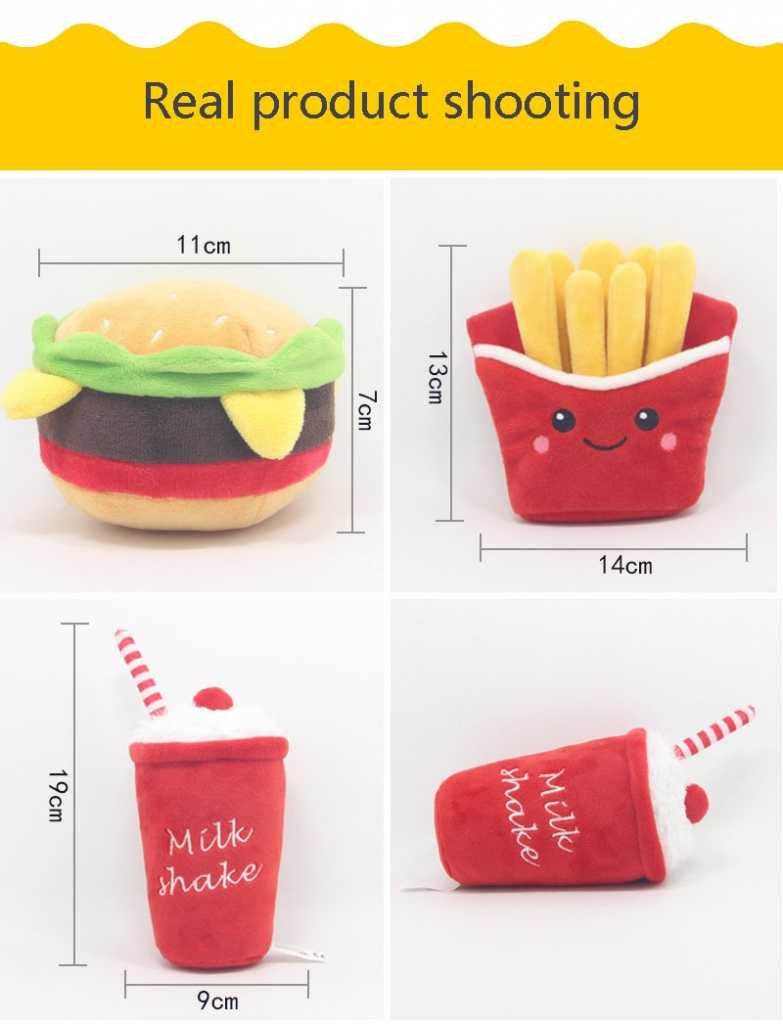 Pet Puppy Chew Fleece Sound Hamburger French Fries Coffee Pet Toys Cachorro Animals Toy Product