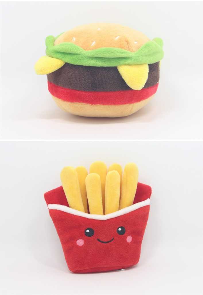 Pet Puppy Chew Fleece Sound Hamburger French Fries Coffee Pet Toys Cachorro Animals Toy Product